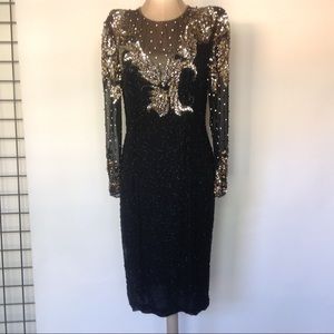 Vintage black and gold sparkle party dress